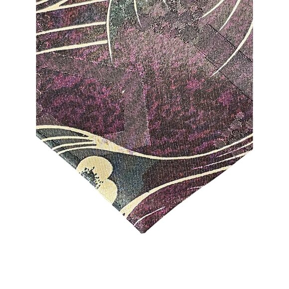 Vintage Bossanoba Silk Tie With Purple & Cream Abstract Floral  and Heart Design - Picture 9 of 10